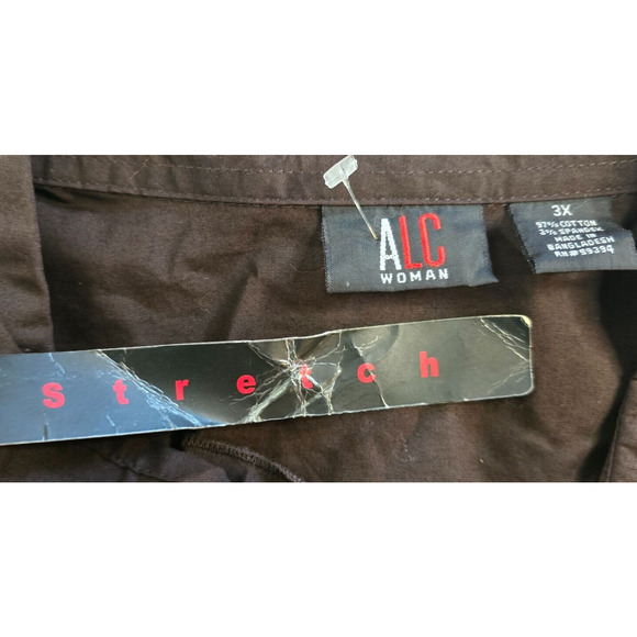 ALC Woman Blouse Women's 3X Brown Ruffles Collar Long Sleeve Hook & Eye NWT - Picture 3 of 12